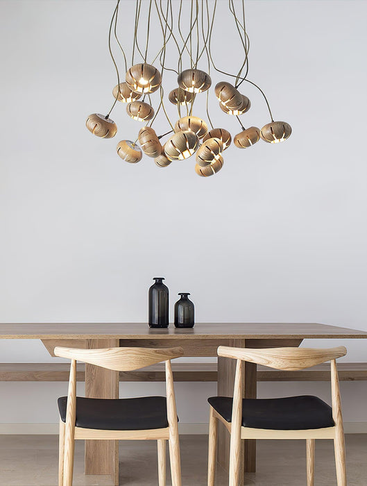 Wood Pumpkin Cluster Chandelier-DWHOME