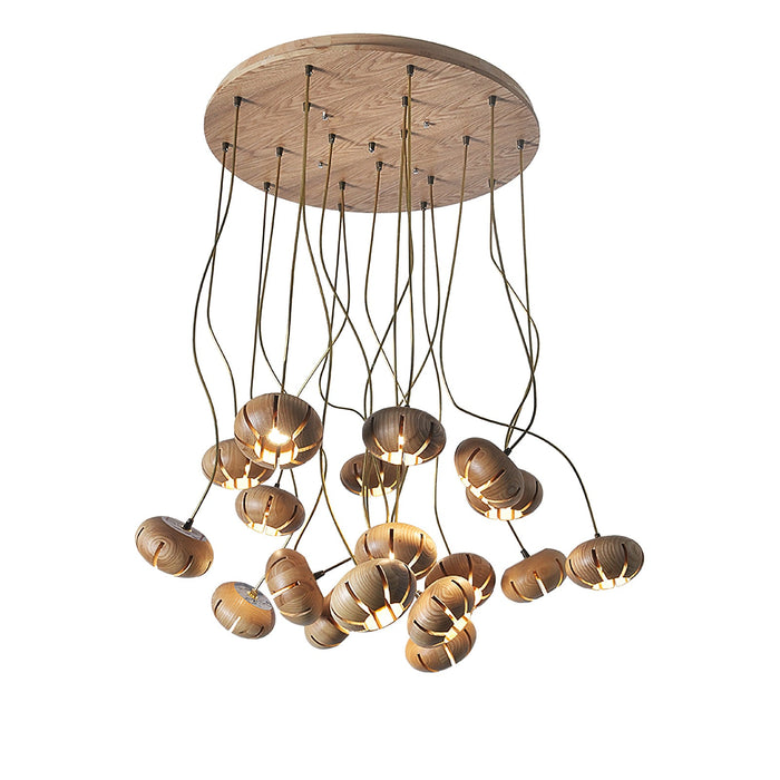 Wood Pumpkin Cluster Chandelier.