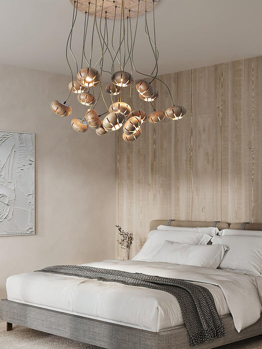Wood Pumpkin Cluster Chandelier-DWHOME