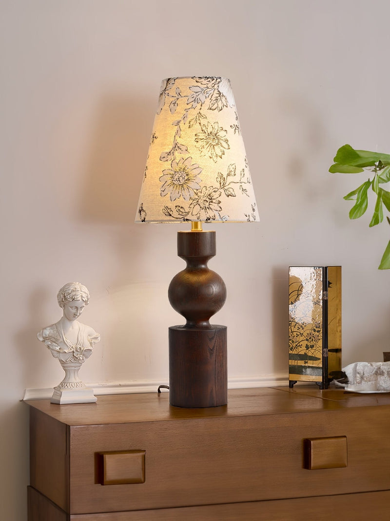 Wooden Flower Pattern Table Lamp-DWHOME