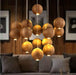 Wooden Orb Sphere Cluster Pendant Light.