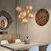 Wooden Orb Sphere Cluster Pendant Light.