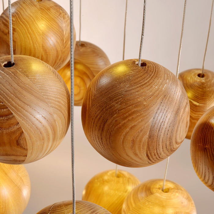 Wooden Orb Sphere Cluster Pendant Light - DWHOME