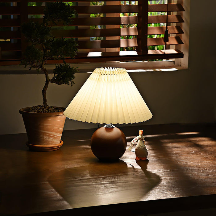 Wooden Pleated Table Lamp - DWHOME