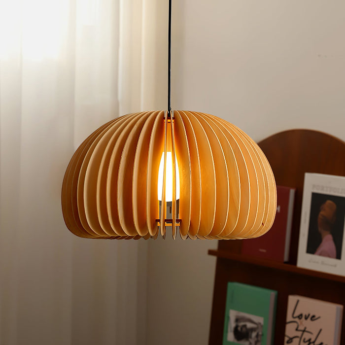 Wooden Pumpkin Pendant Lamp.