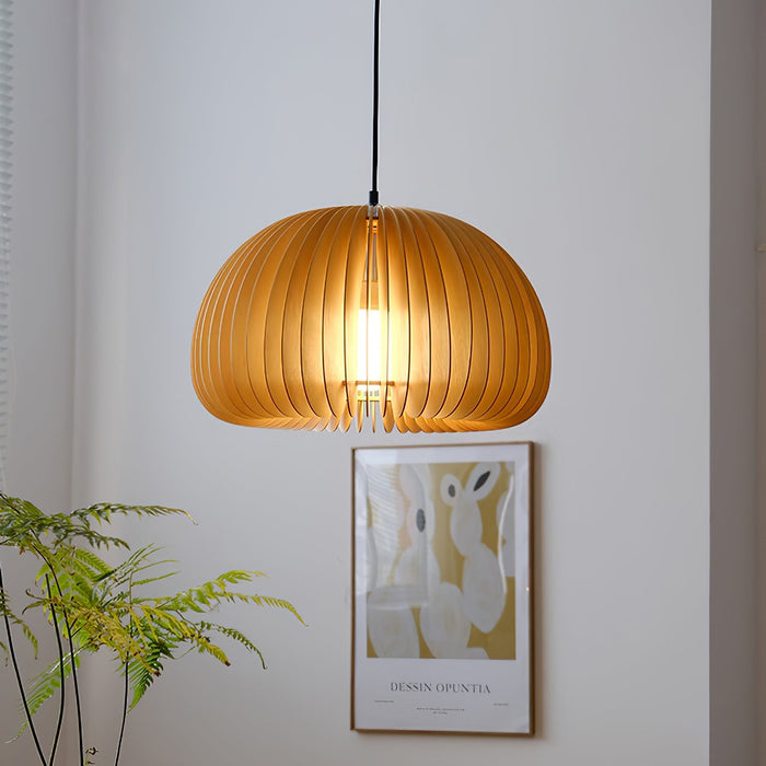 Wooden Pumpkin Pendant Lamp.