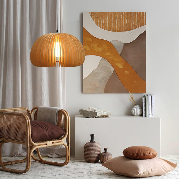 Wooden Pumpkin Pendant Lamp-DWHOME