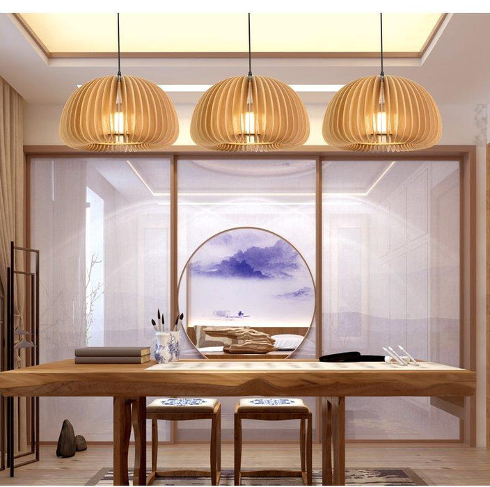 Wooden Pumpkin Pendant Lamp-DWHOME