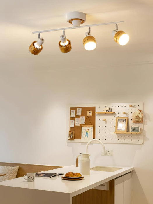 Wooden Adjustable Spot Ceiling Lamp.