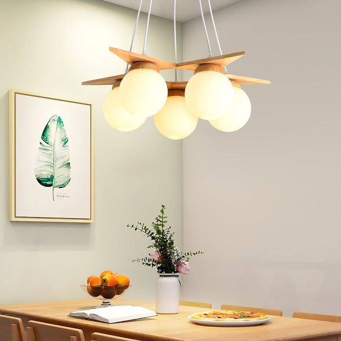 Wooden Star With Glass Chandelier-DWHOME
