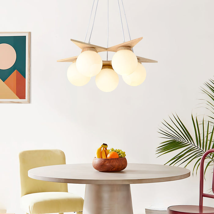 Wooden Star With Glass Chandelier-DWHOME