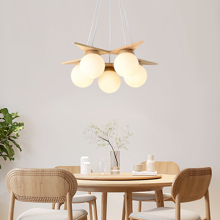 Wooden Star With Glass Chandelier-DWHOME