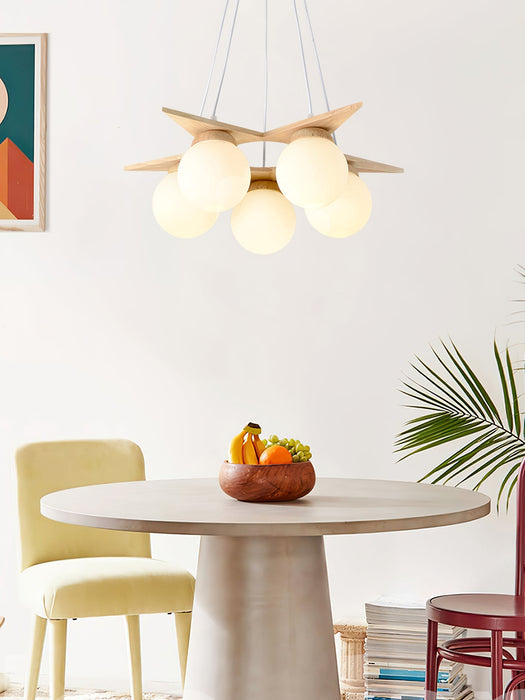 Wooden Star With Glass Chandelier-DWHOME
