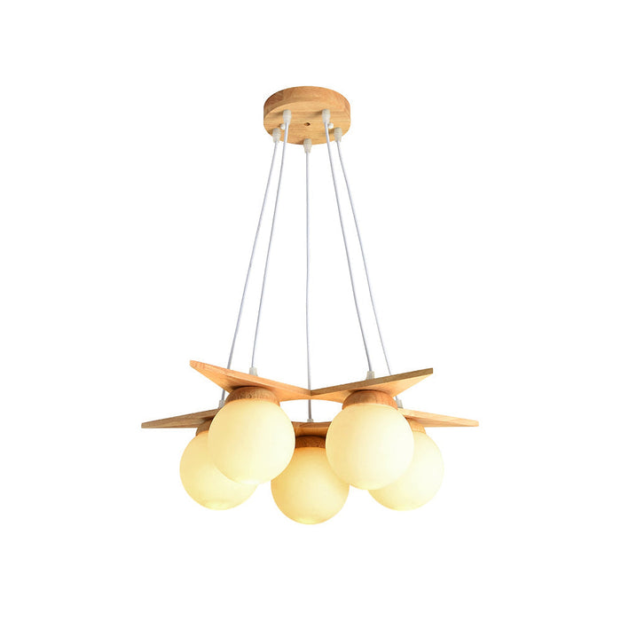 Wooden Star With Glass Chandelier-DWHOME