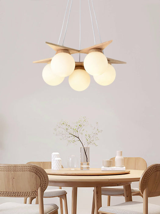 Wooden Star With Glass Chandelier-DWHOME