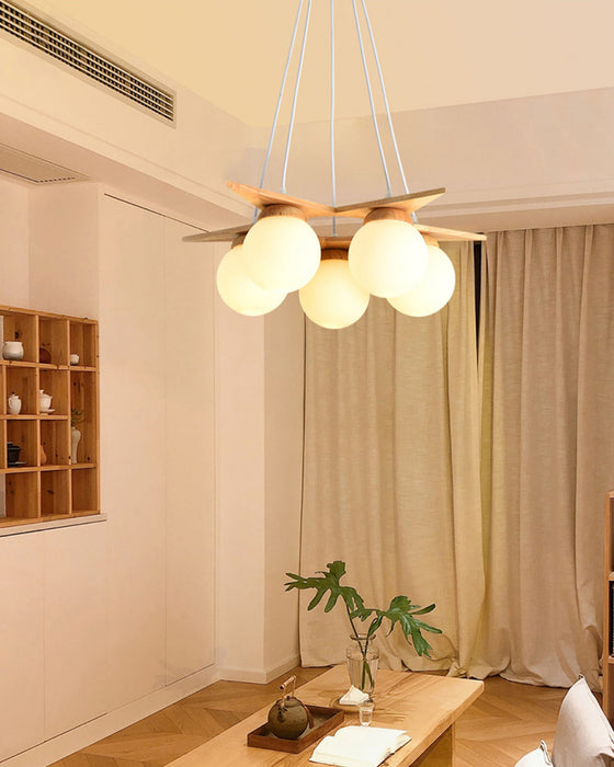Wooden Star With Glass Chandelier-DWHOME