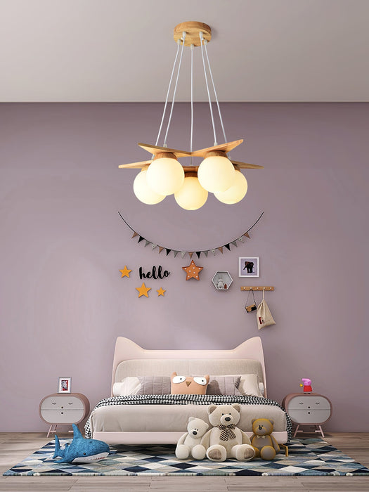 Wooden Star With Glass Chandelier-DWHOME