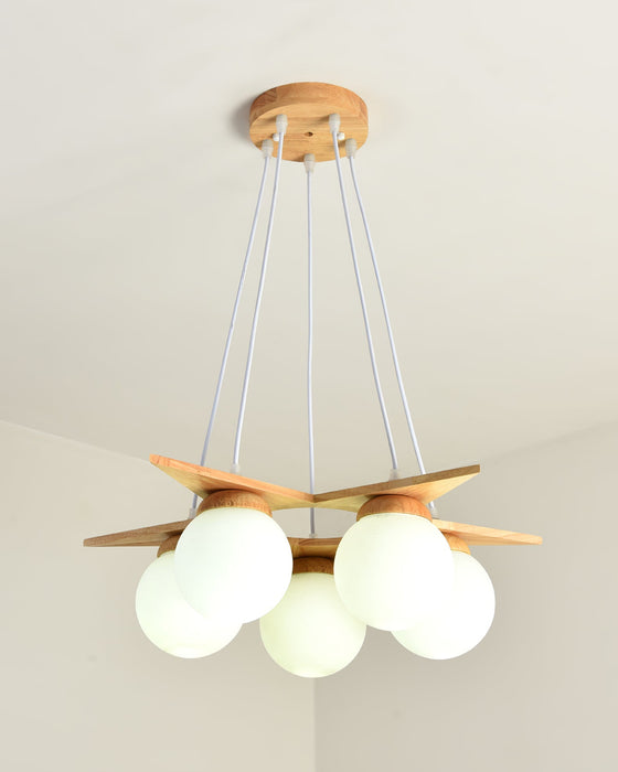 Wooden Star With Glass Chandelier-DWHOME