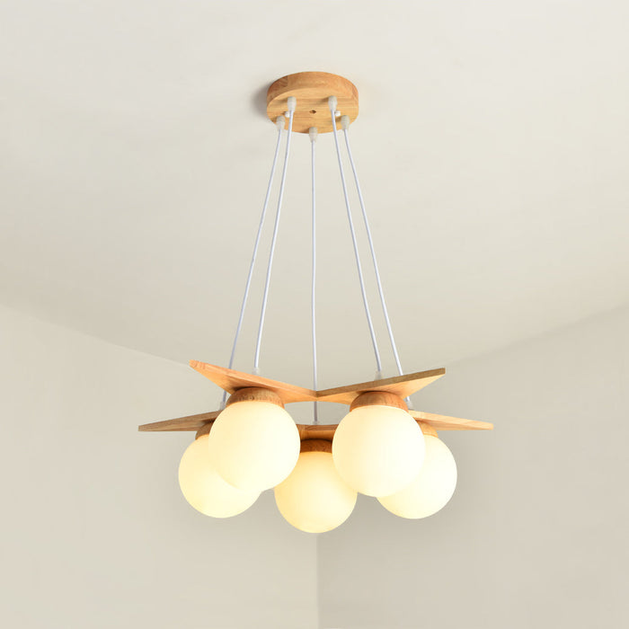 Wooden Star With Glass Chandelier-DWHOME