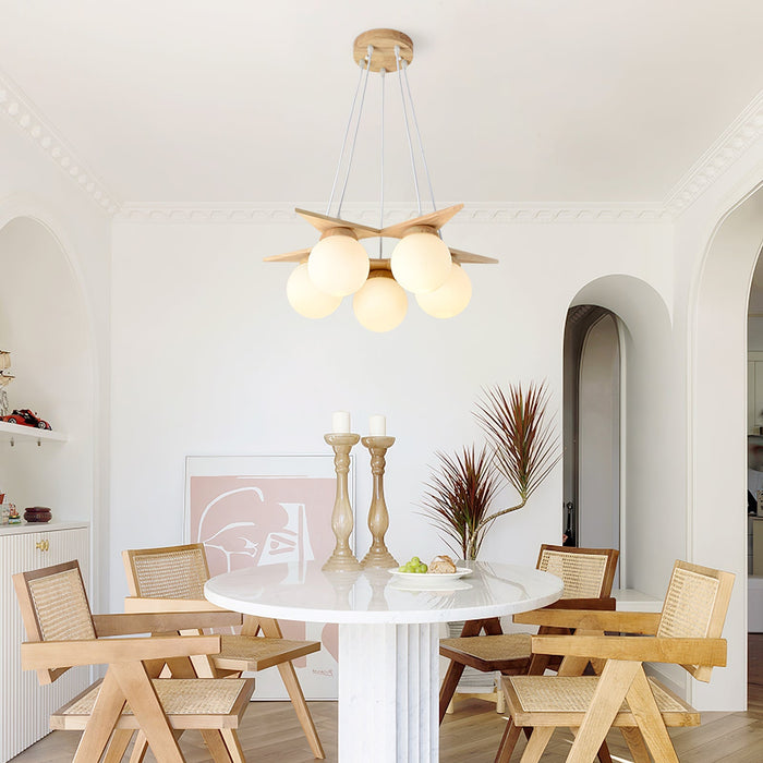 Wooden Star With Glass Chandelier-DWHOME