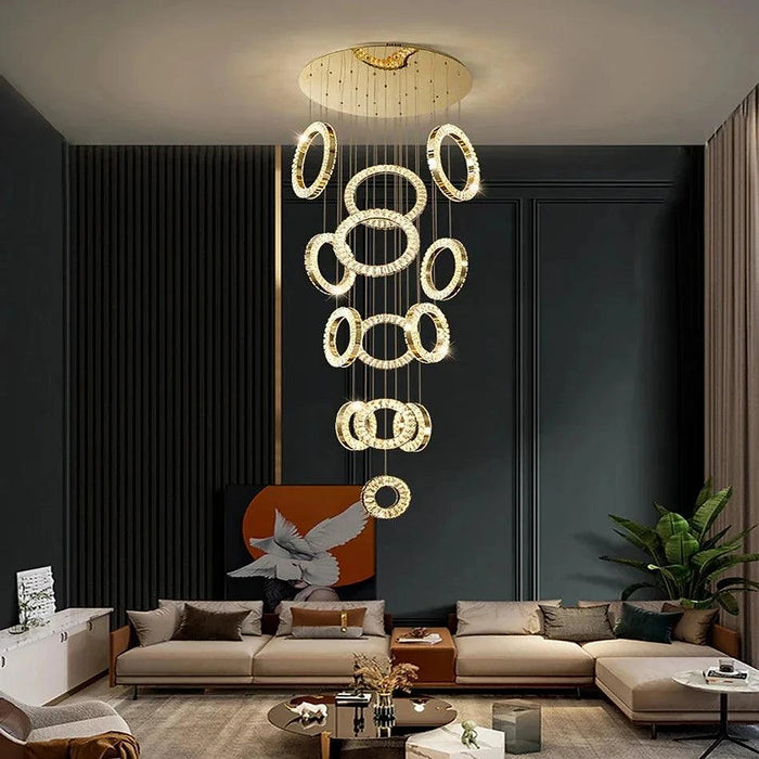 Yasmin Dimmable Crystal Ring Ceiling Light for Staircase-DWHOME