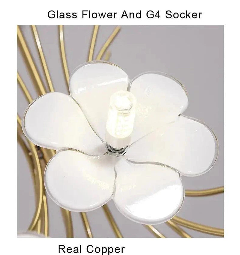 Yelis Modern Copper Glass Flower Chandelier-DWHOME