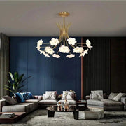 Yelis Modern Copper Glass Flower Chandelier-DWHOME