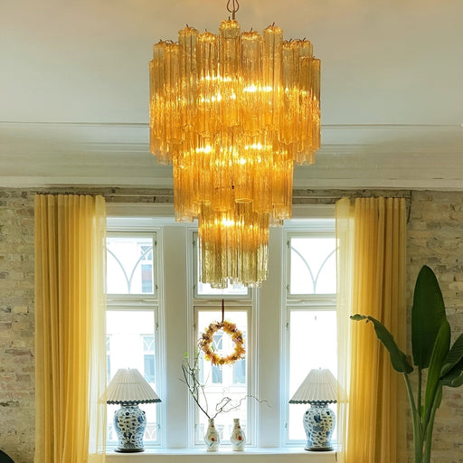 Yellow Murano Glass Tube Chandelier-DWHOME