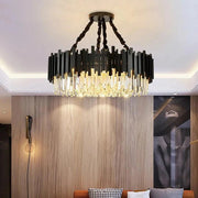 Zen Modern Round Black And Gold Crystal Chandelier-DWHOME
