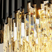 Zen Modern Round Black And Gold Crystal Chandelier-DWHOME
