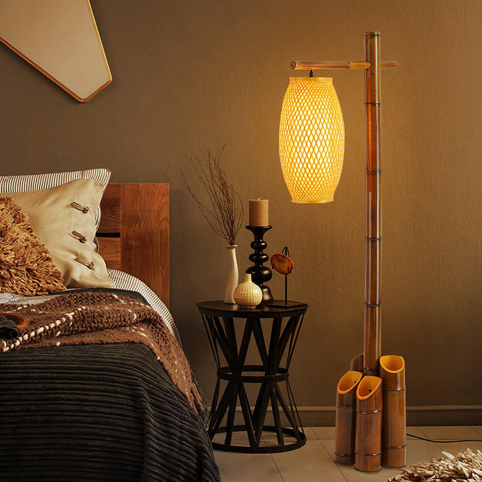 Zen Bamboo Tube Floor Lamp.