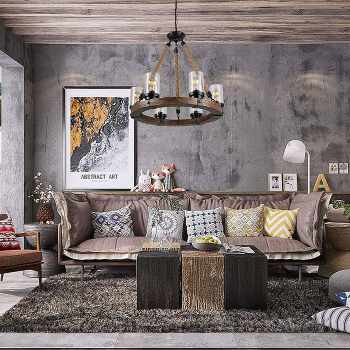 Zora Wagon Wheel Chandelier-DWHOME