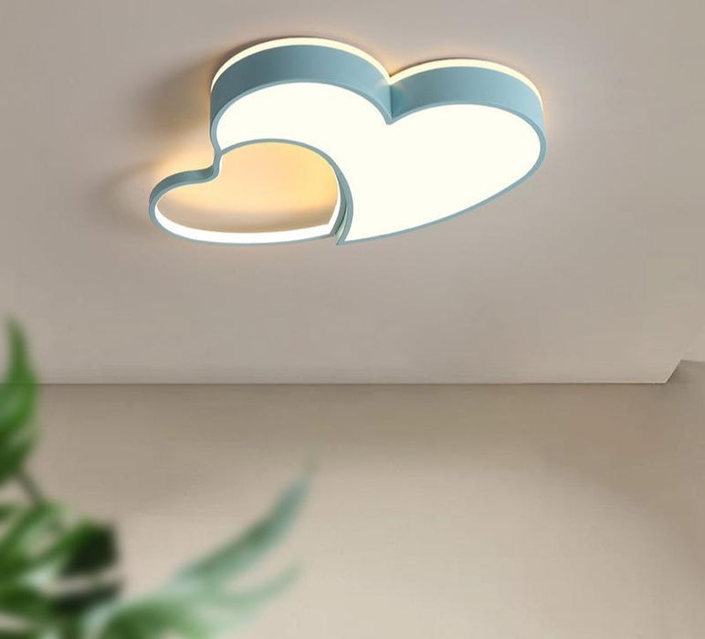 Acrylic LED Double Heart Ceiling Light for Children Room.