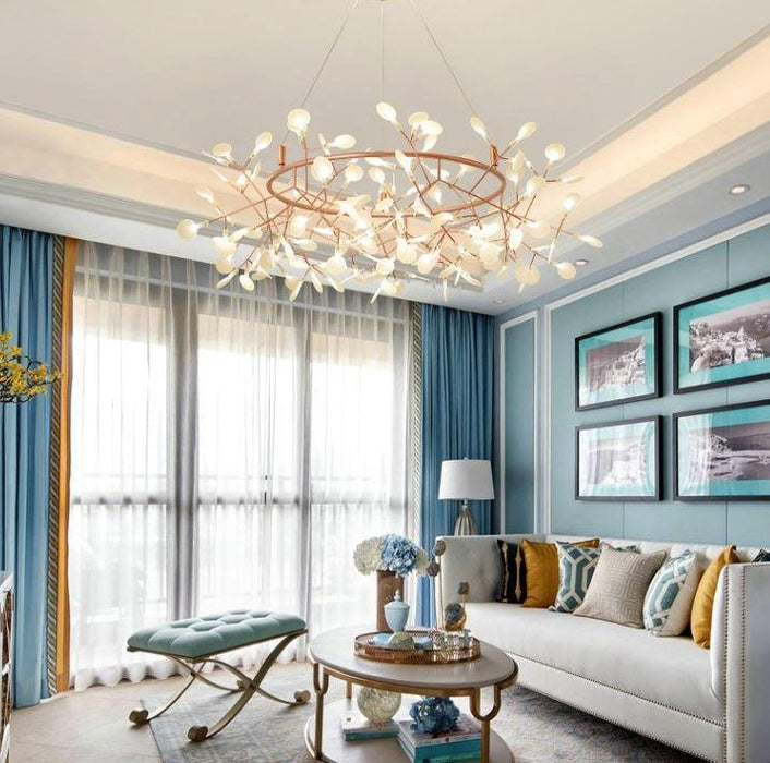 Acrylic Round Branches Design LED Chandelier for Living Room Bedroom Dining Room.