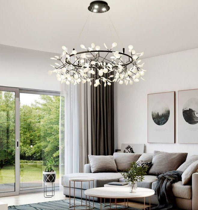 Acrylic Round Branches Design LED Chandelier for Living Room Bedroom Dining Room.