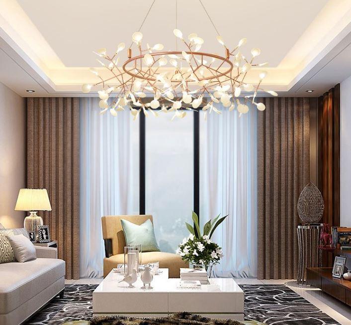 Acrylic Round Branches Design LED Chandelier for Living Room Bedroom Dining Room.