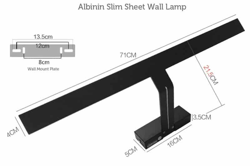 Albinin Slim Sheet Arm Wall Lamp.