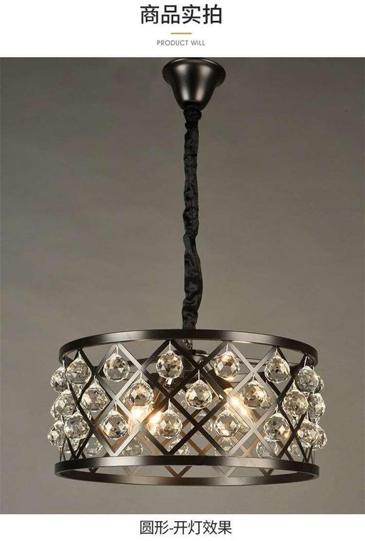 American Style Crystal LED Pendant Light Chandelier - Black.