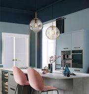 Aminta Dimpled Glass Shade Brass Pendant Light-DWHOME