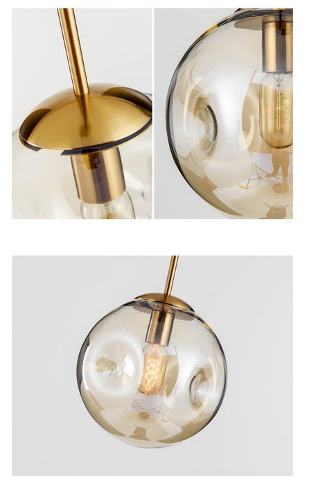 Aminta Dimpled Glass Shade Brass Pendant Light.