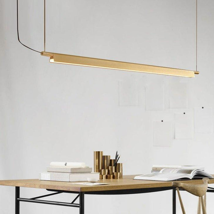 Ando Minimalist Line Brass Kitchen Island Pendant Light.