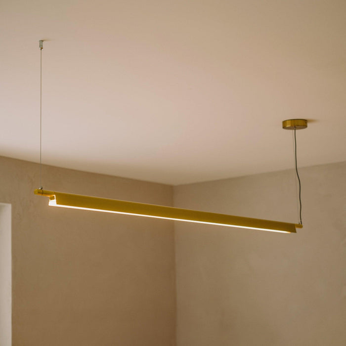 Ando Minimalist Line Brass Kitchen Island Pendant Light.