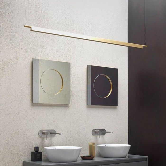 Ando Minimalist Line Brass Kitchen Island Pendant Light.