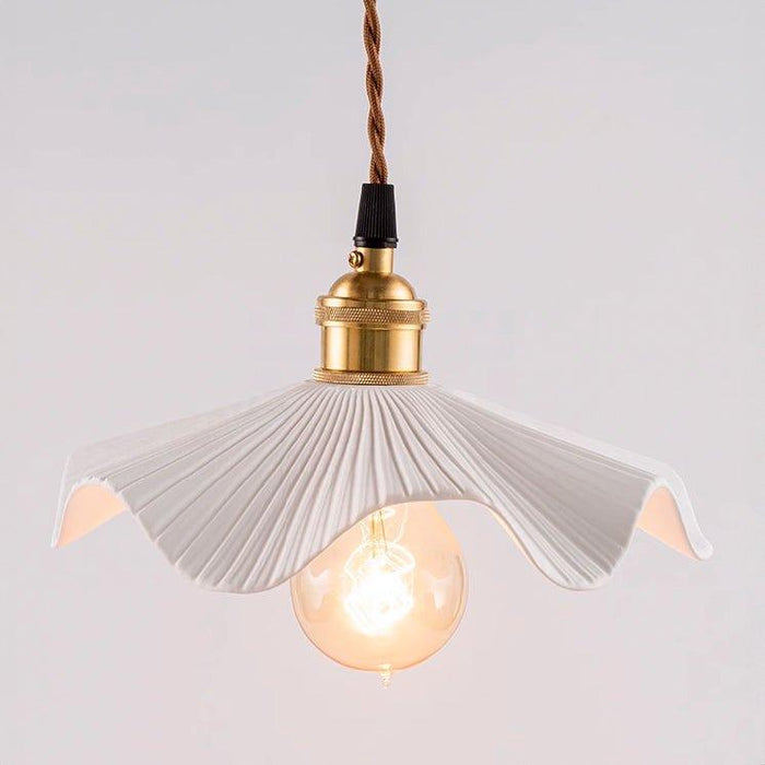 Anna Fluted Shade Brass Fitting Pendant Light - DWHOME