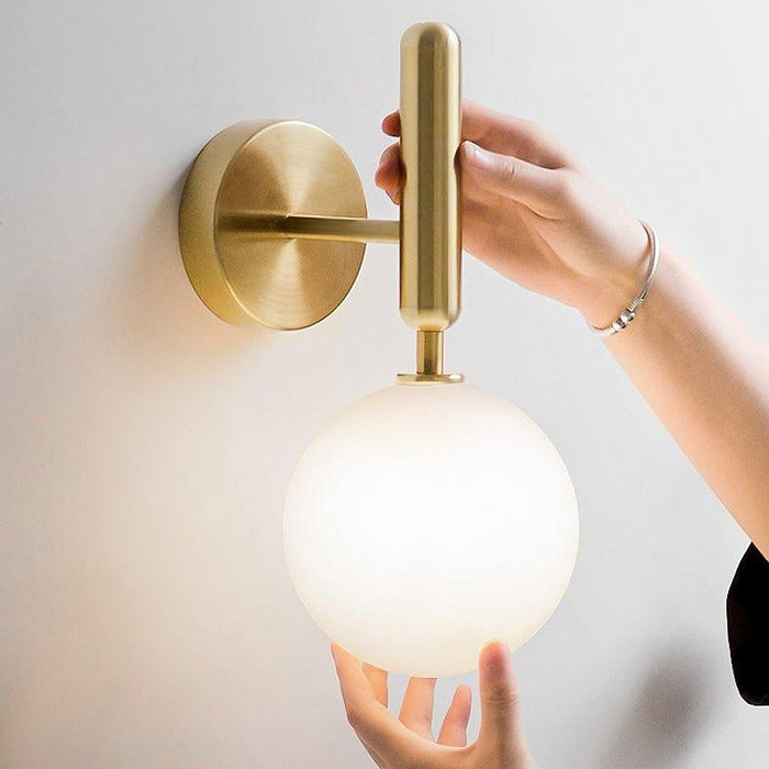 Art Deco Carlisle Glass Ball Brass Wall Light-DWHOME
