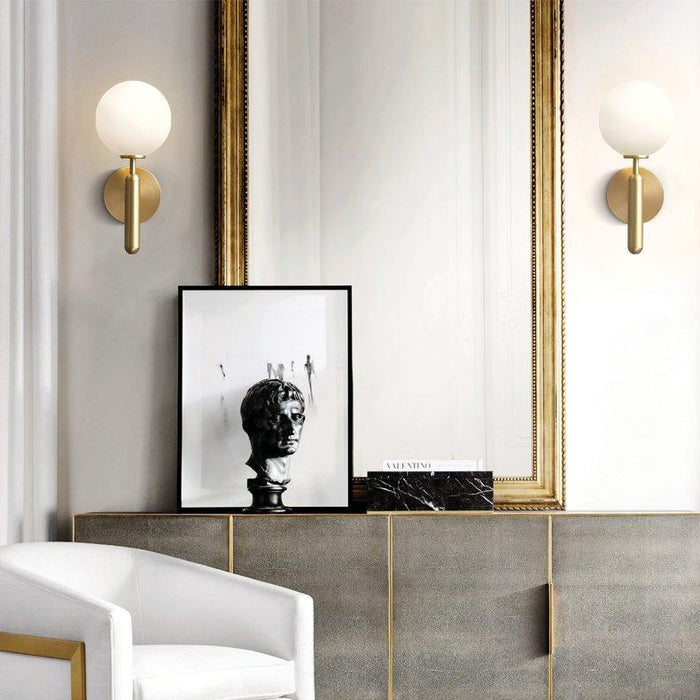 Art Deco Carlisle Glass Ball Brass Wall Light-DWHOME