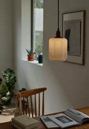 Art Deco Clarice Milk Glass Shade Brass Pendant Light-DWHOME