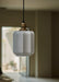 Art Deco Clarice Milk Glass Shade Brass Pendant Light.