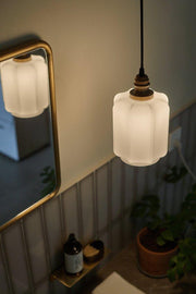 Art Deco Clarice Milk Glass Shade Brass Pendant Light-DWHOME