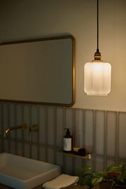 Art Deco Clarice Milk Glass Shade Brass Pendant Light-DWHOME